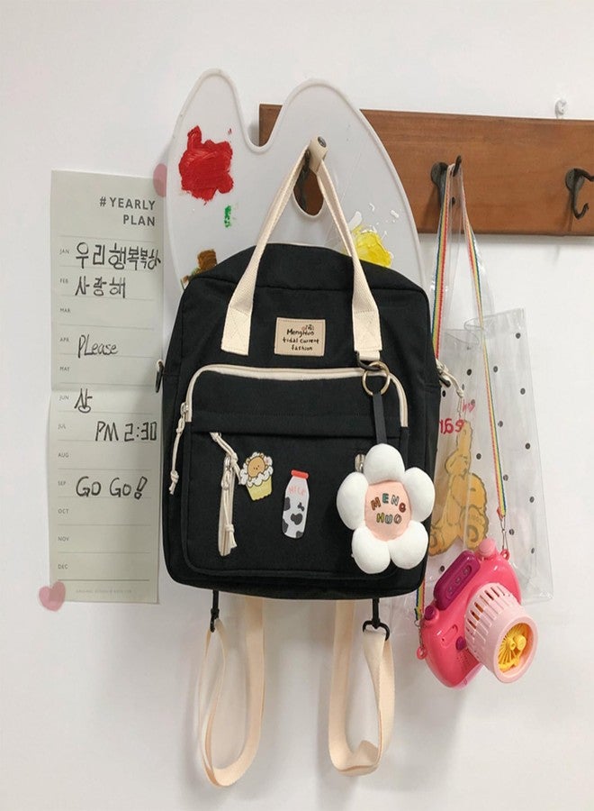 Extolove Cute Messenger Bag Y2K Kawaii Crossbody Bag Japanese Backpack Aesthetic Ita Bags with Kawaii Accessories (Black) - Image 5